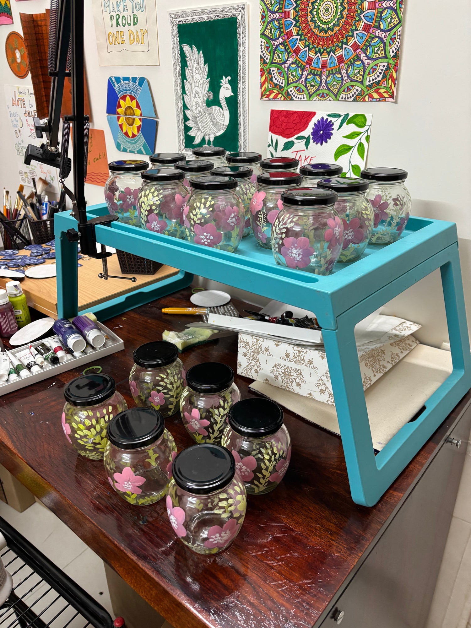 personalised hand‑painted glass jar with lid