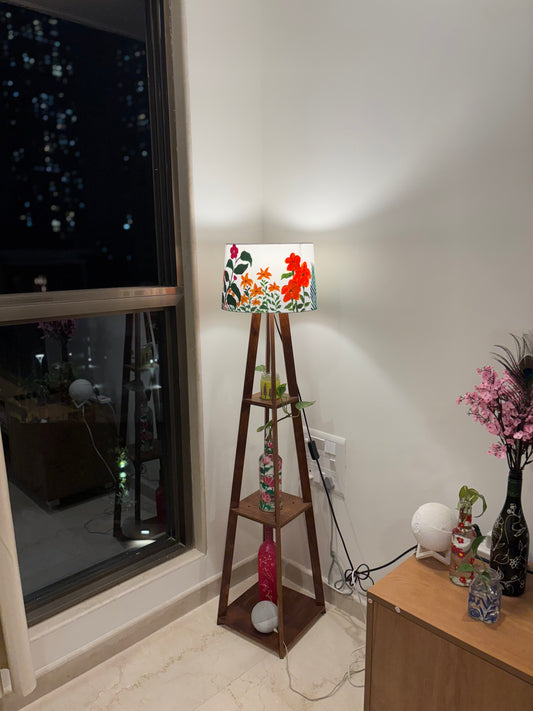 Hand-painted boho-chic floral lampshade