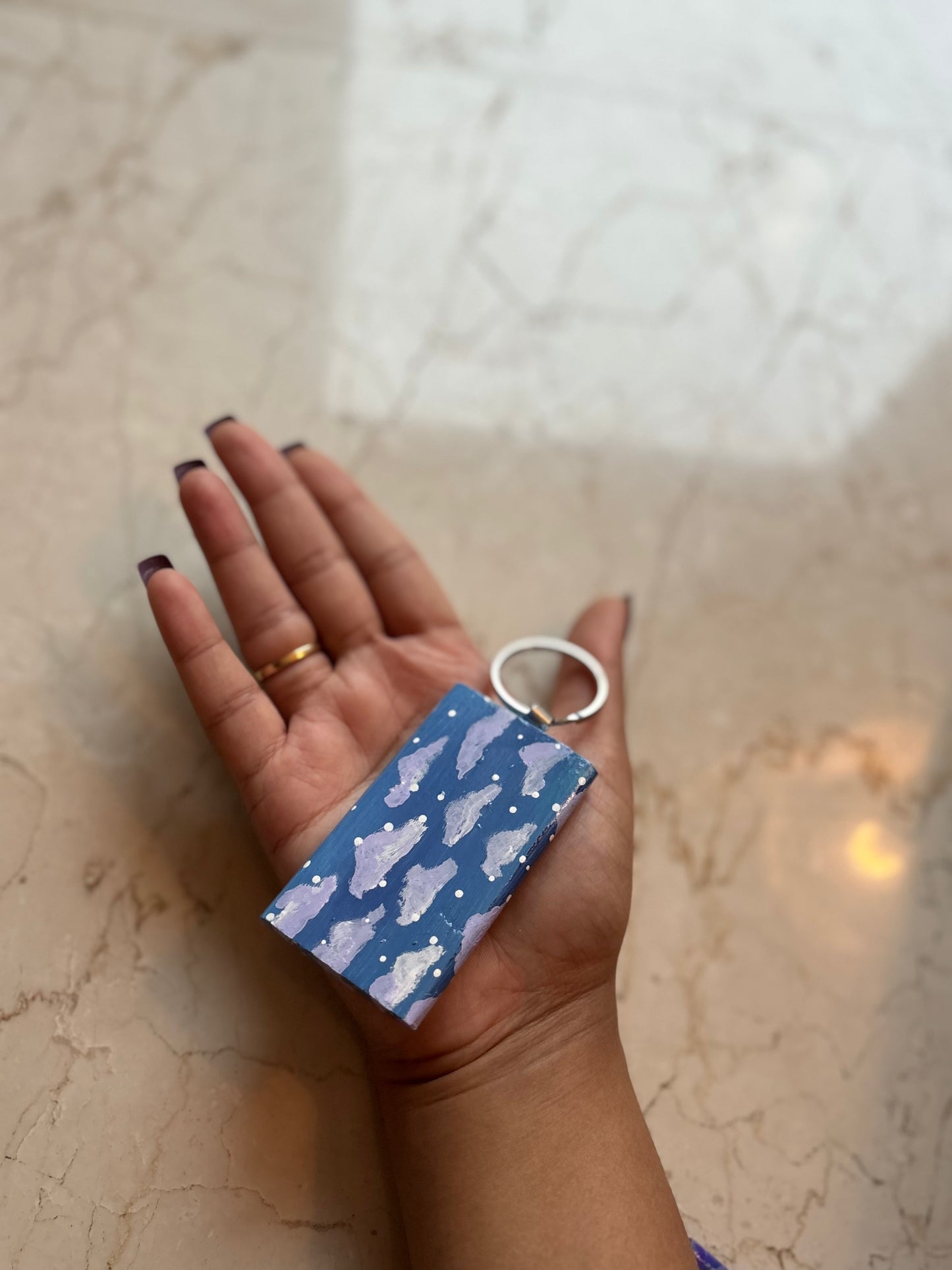 Cloudscape Hand-Painted Wooden Keychain