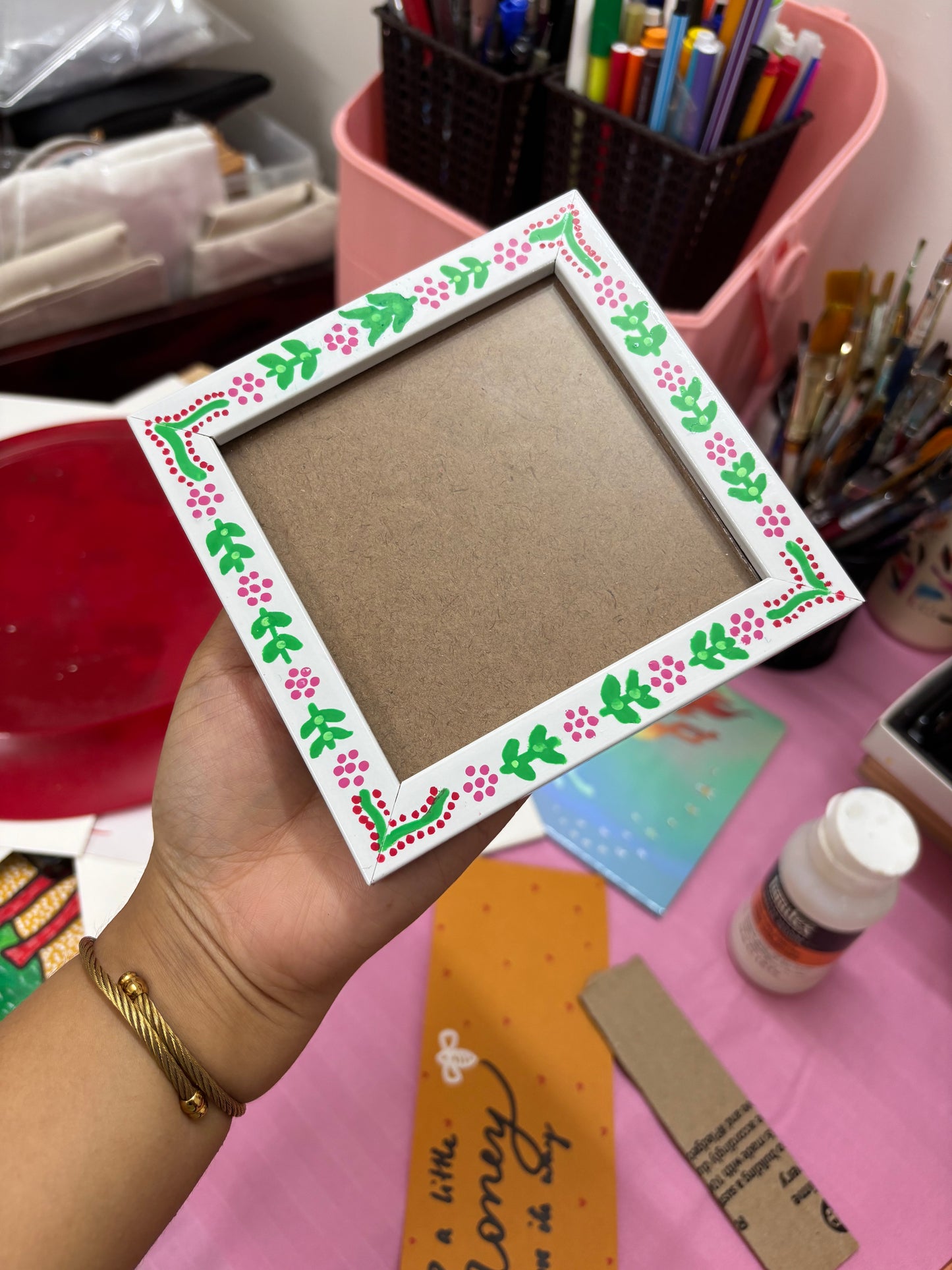 Flora Hand-Painted Wooden Photo Frame