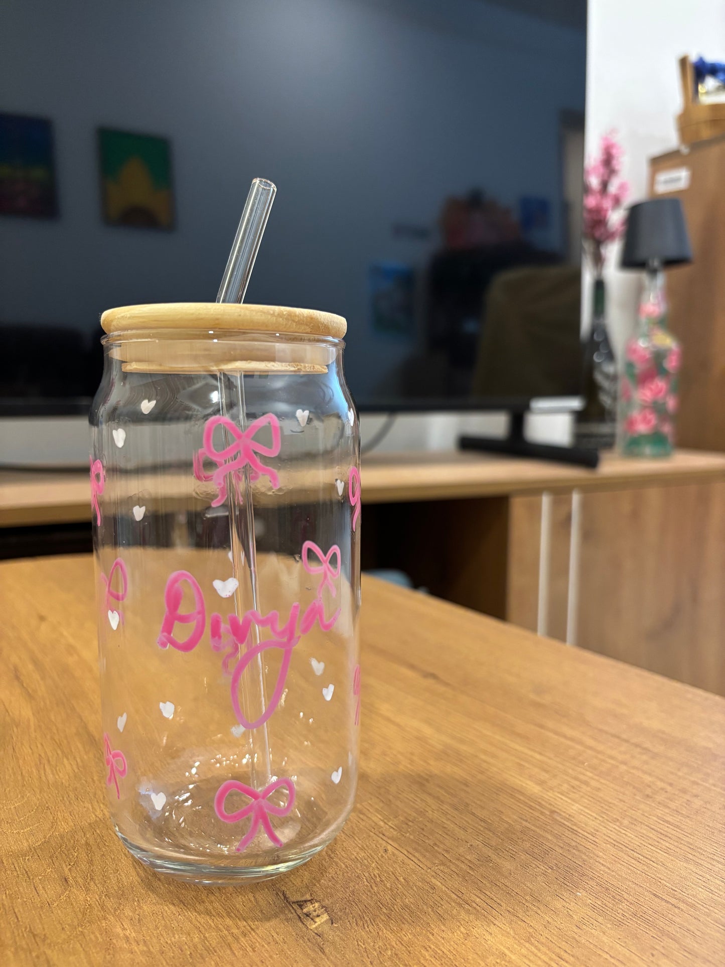 Pretty in Pink - Personalised Hand-Painted Tumbler