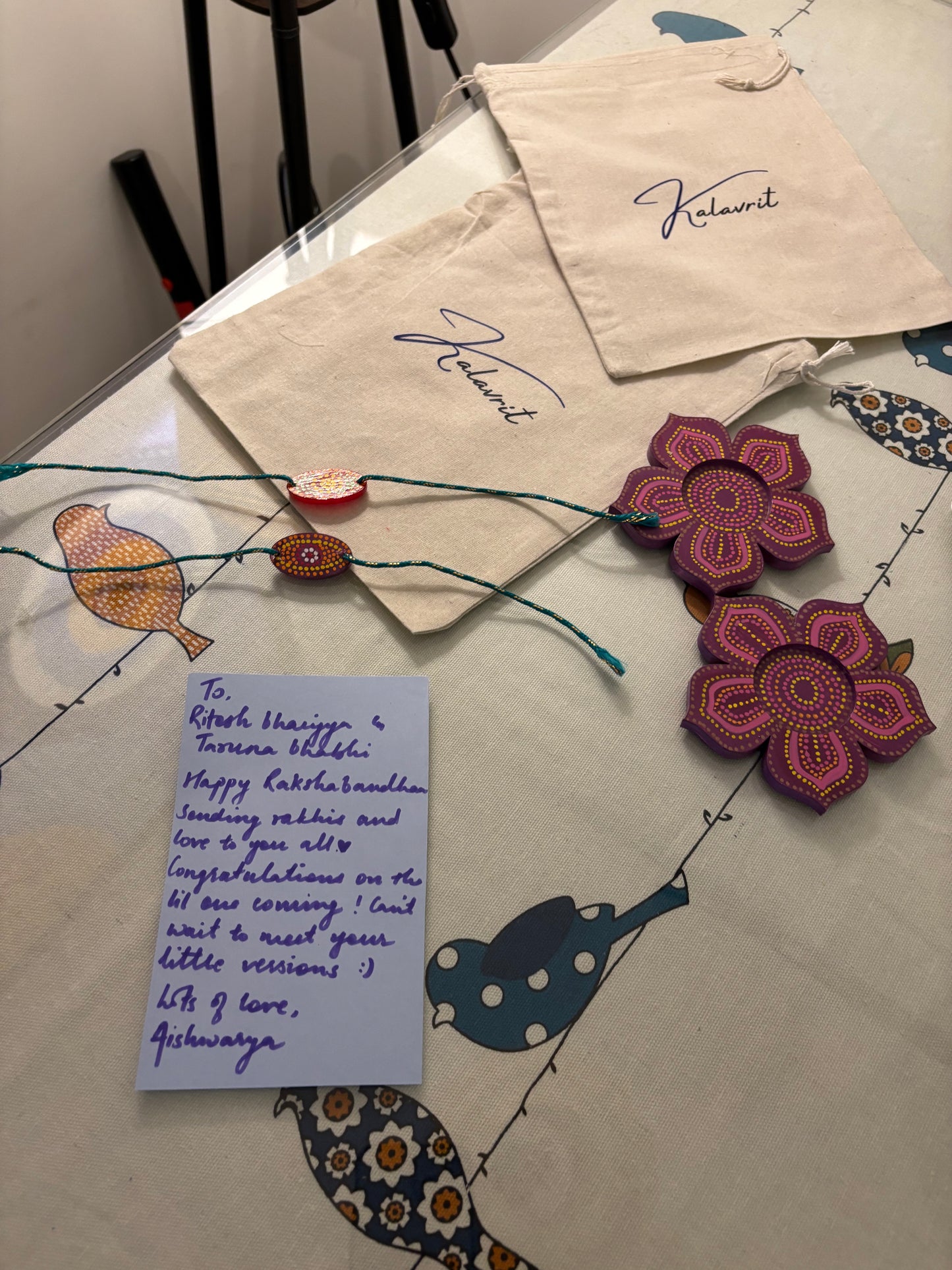 Noor Mini - Festive Gift Kit with Hand-Painted Tea-Light Candle, Rakhi & Note