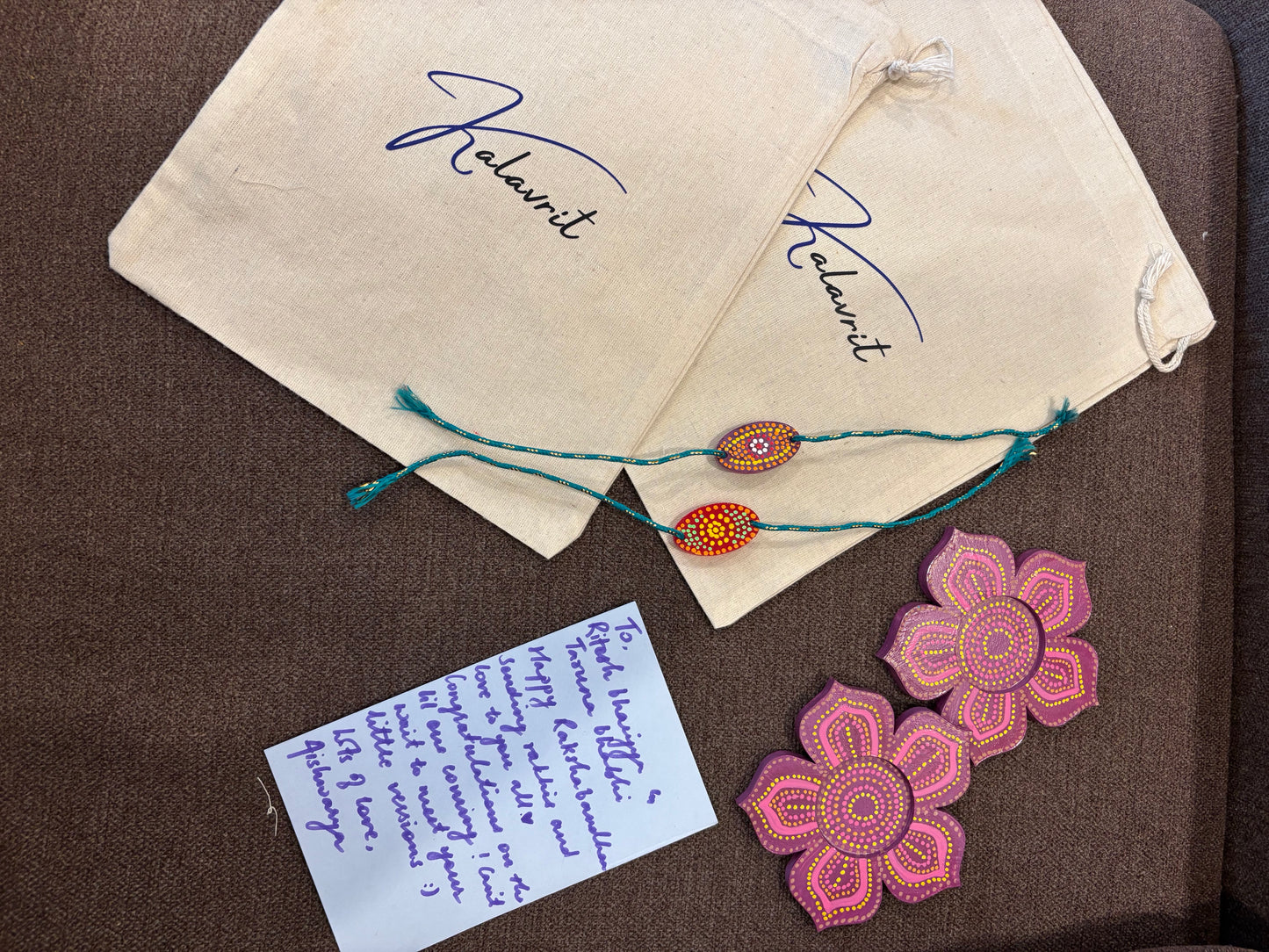 Noor Mini - Festive Gift Kit with Hand-Painted Tea-Light Candle, Rakhi & Note