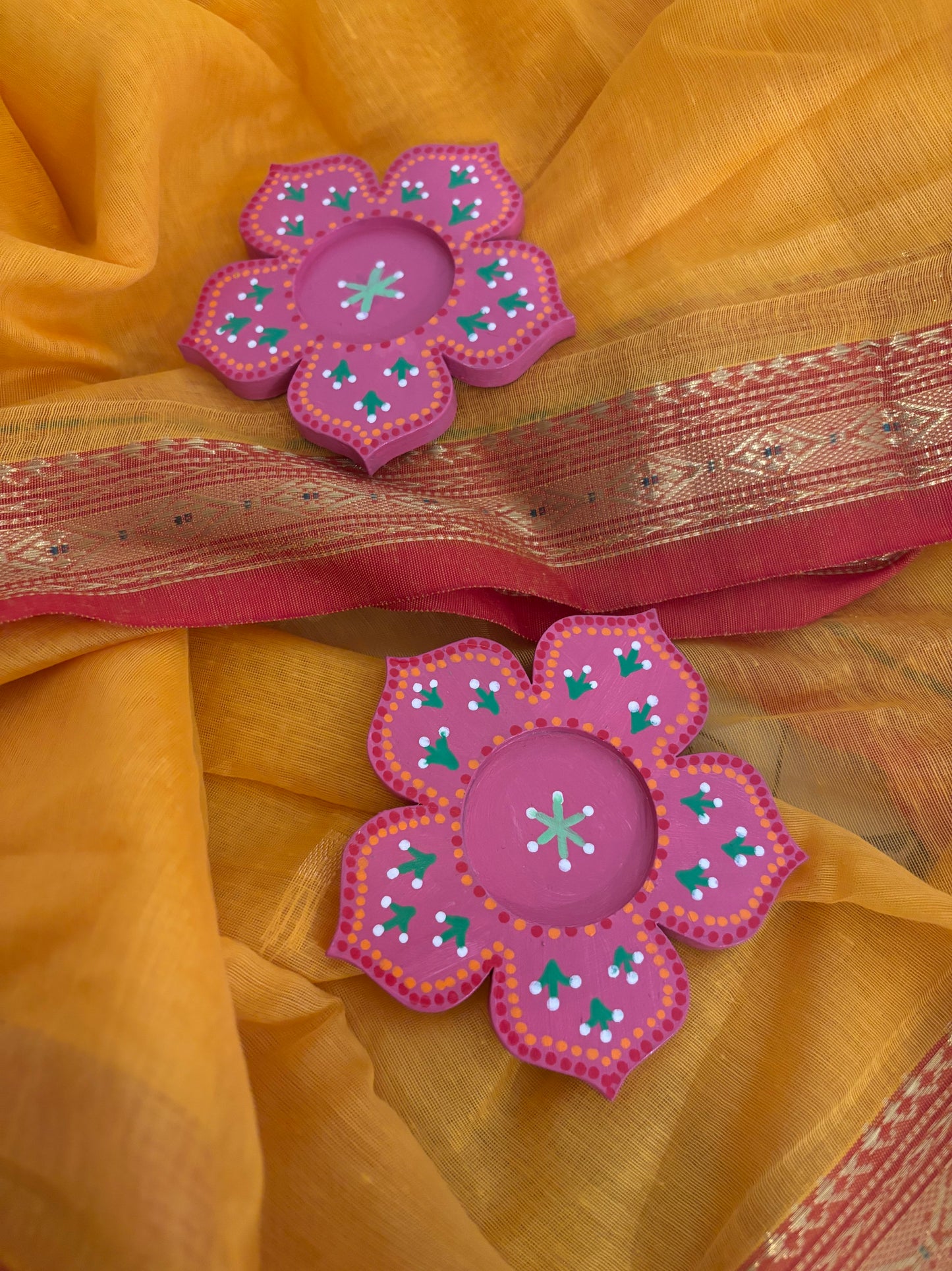 Phool - Hand-Painted Festive Tea-Light Stands (Set of 2)