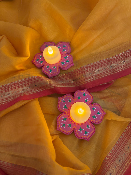 Phool - Hand-Painted Festive Tea-Light Stands (Set of 2)