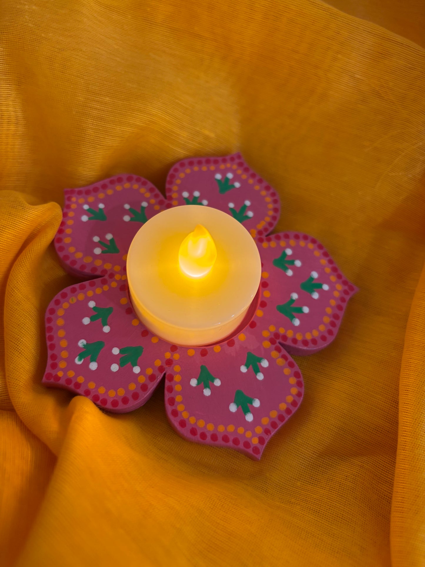 Phool - Hand-Painted Festive Tea-Light Stands (Set of 2)