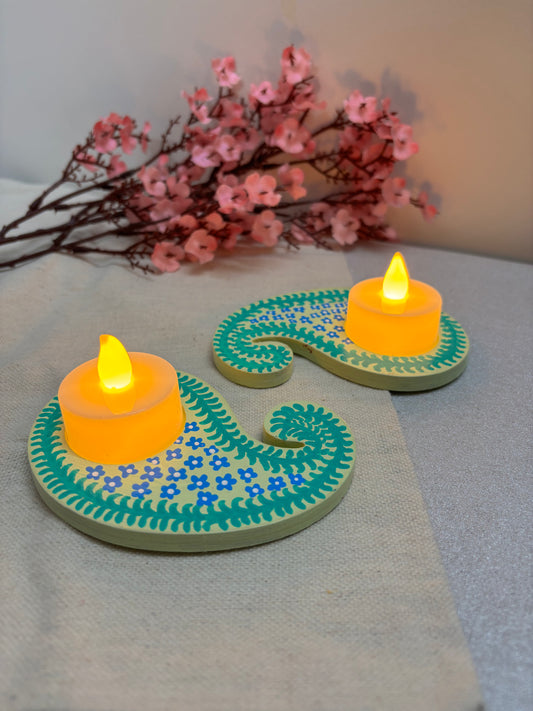 Savita Hand-Painted Paisley Tea Light Holders