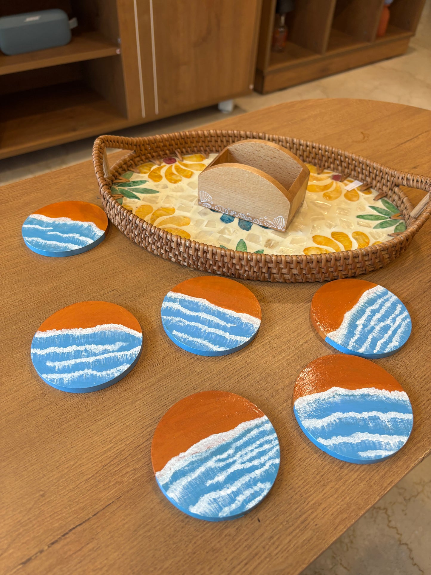Leher - Hand-Painted Coasters Set