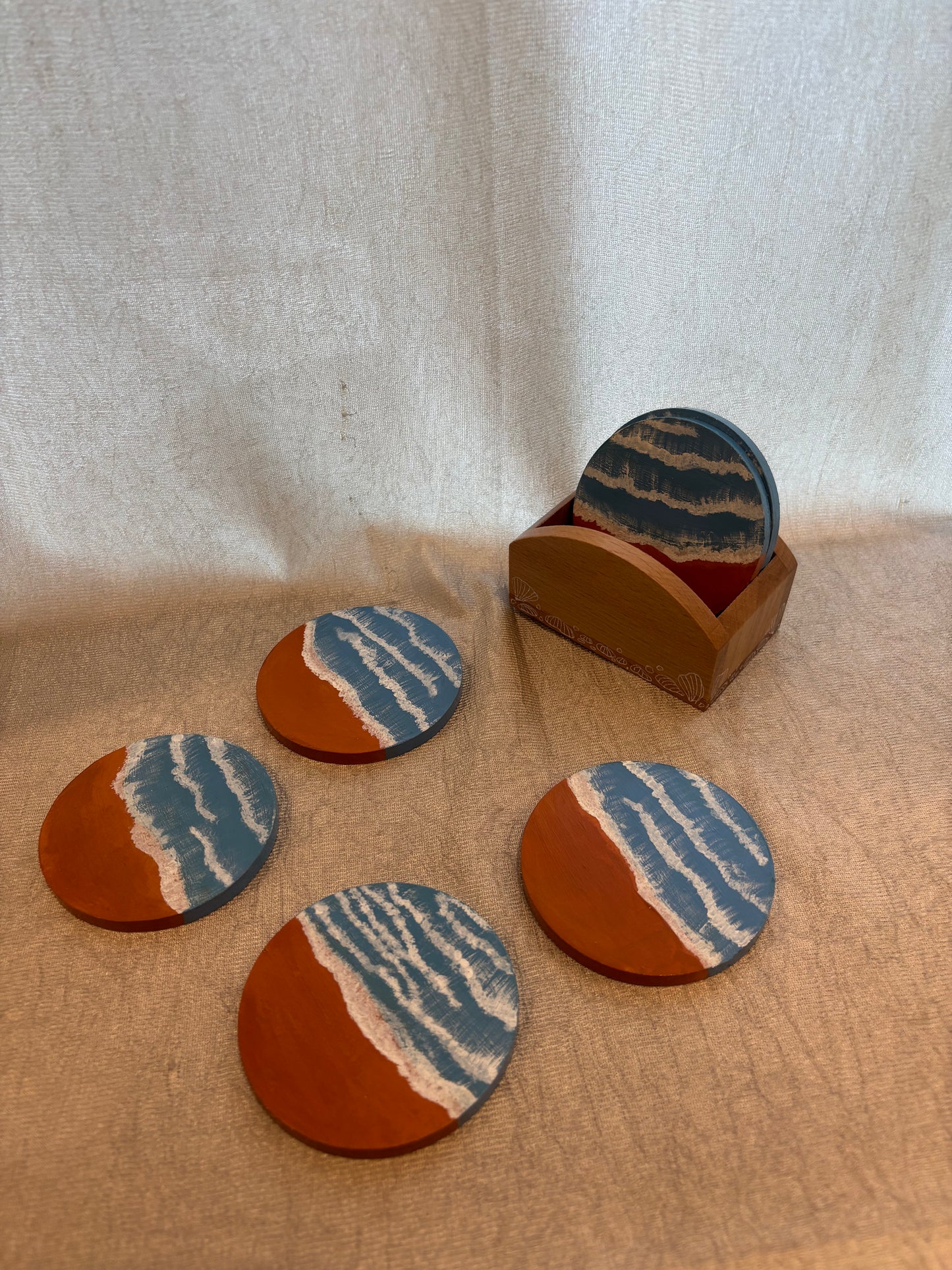 Leher - Hand-Painted Coasters Set