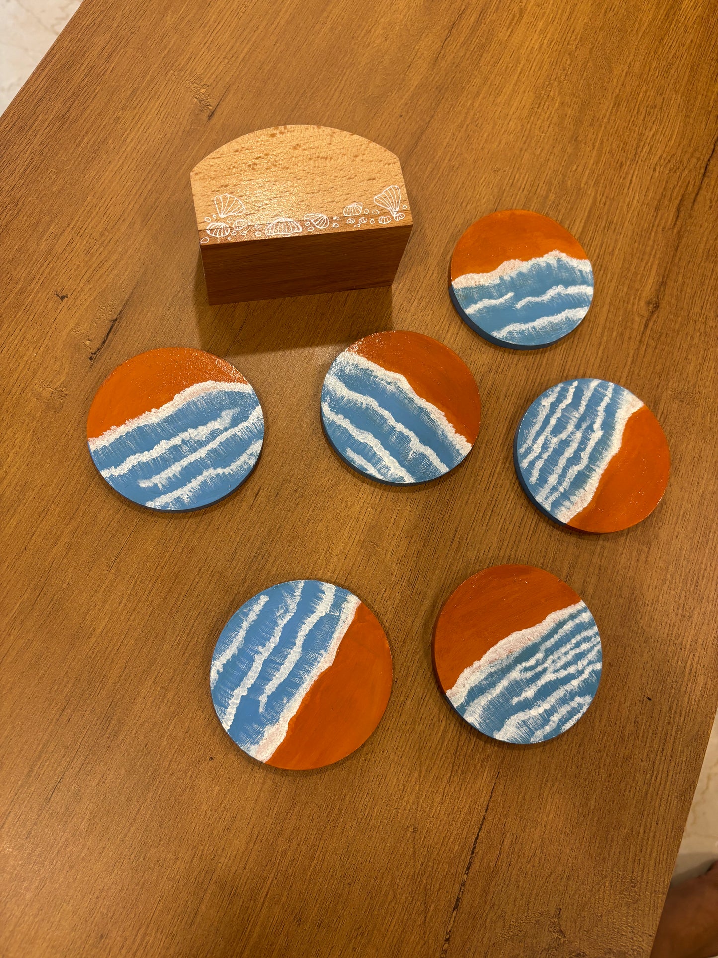 Leher - Hand-Painted Coasters Set