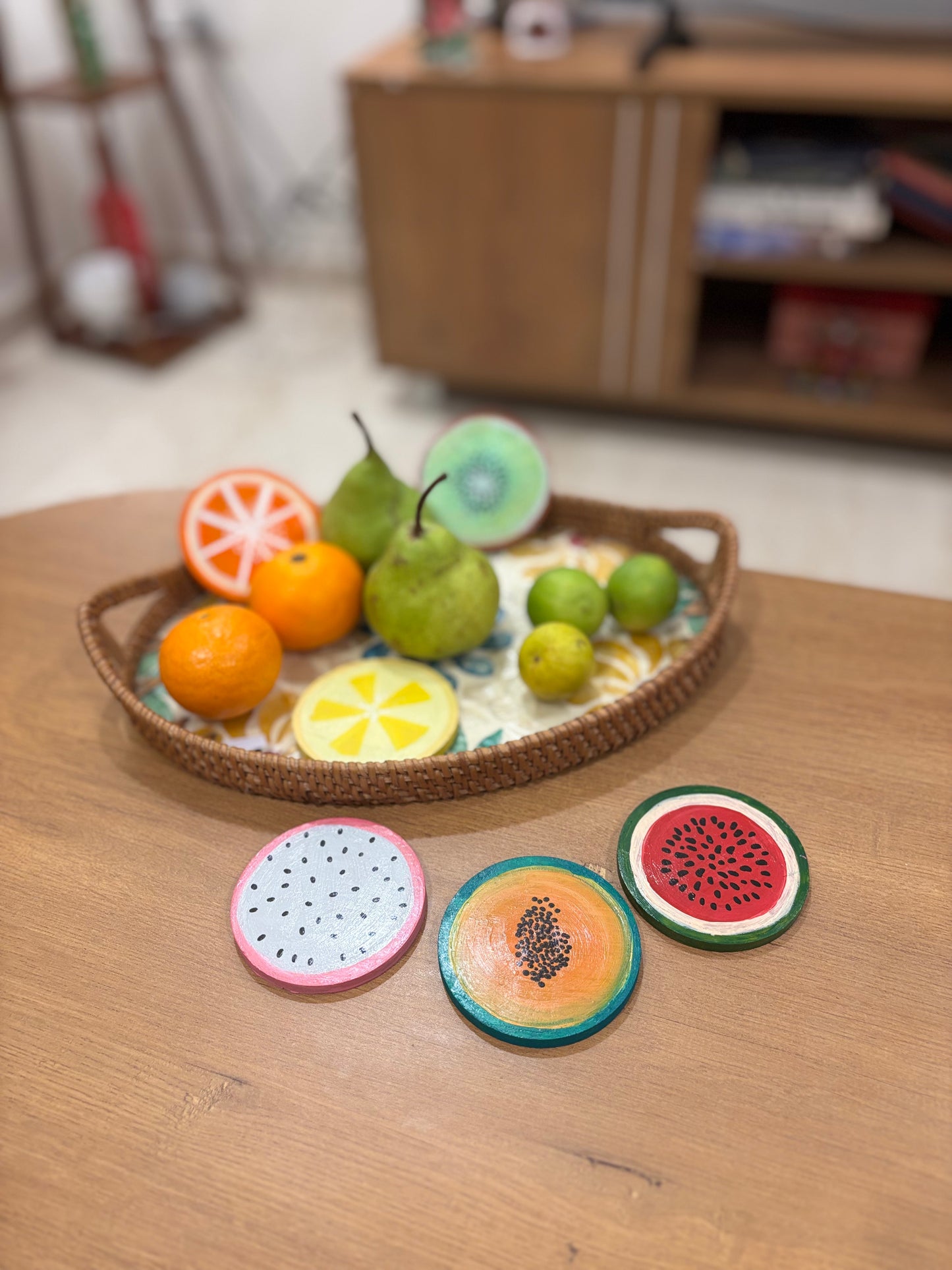 Slices Coaster Set - Hand-Painted Fruit Wooden Coasters