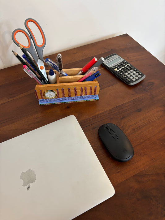 Reva – Hand-painted Wooden Desk Organizer