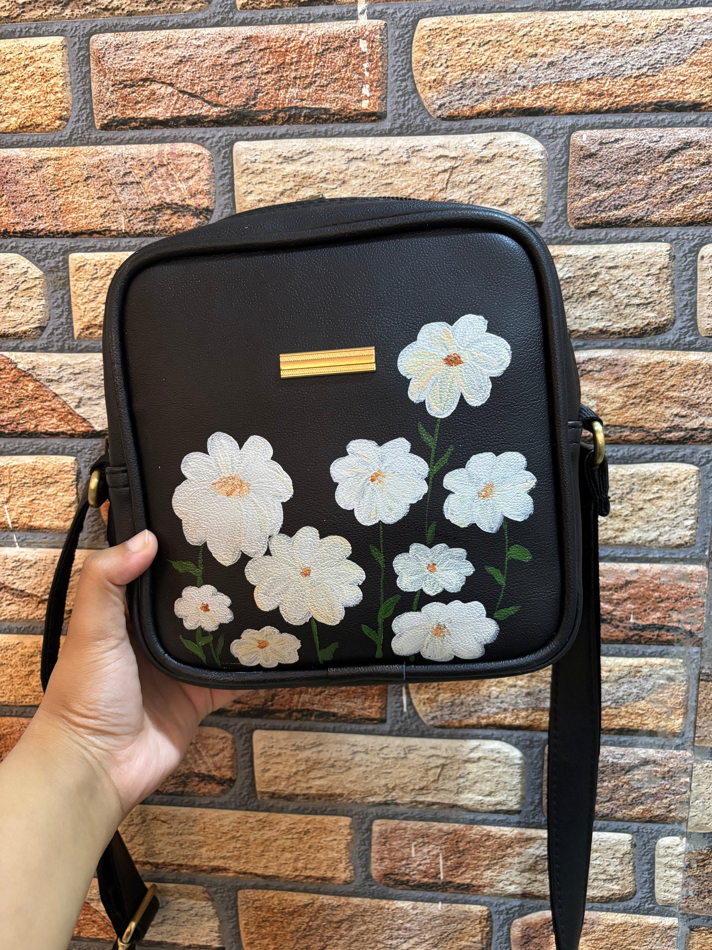 Gulbahar - Safeda | Hand painted Sling Bag