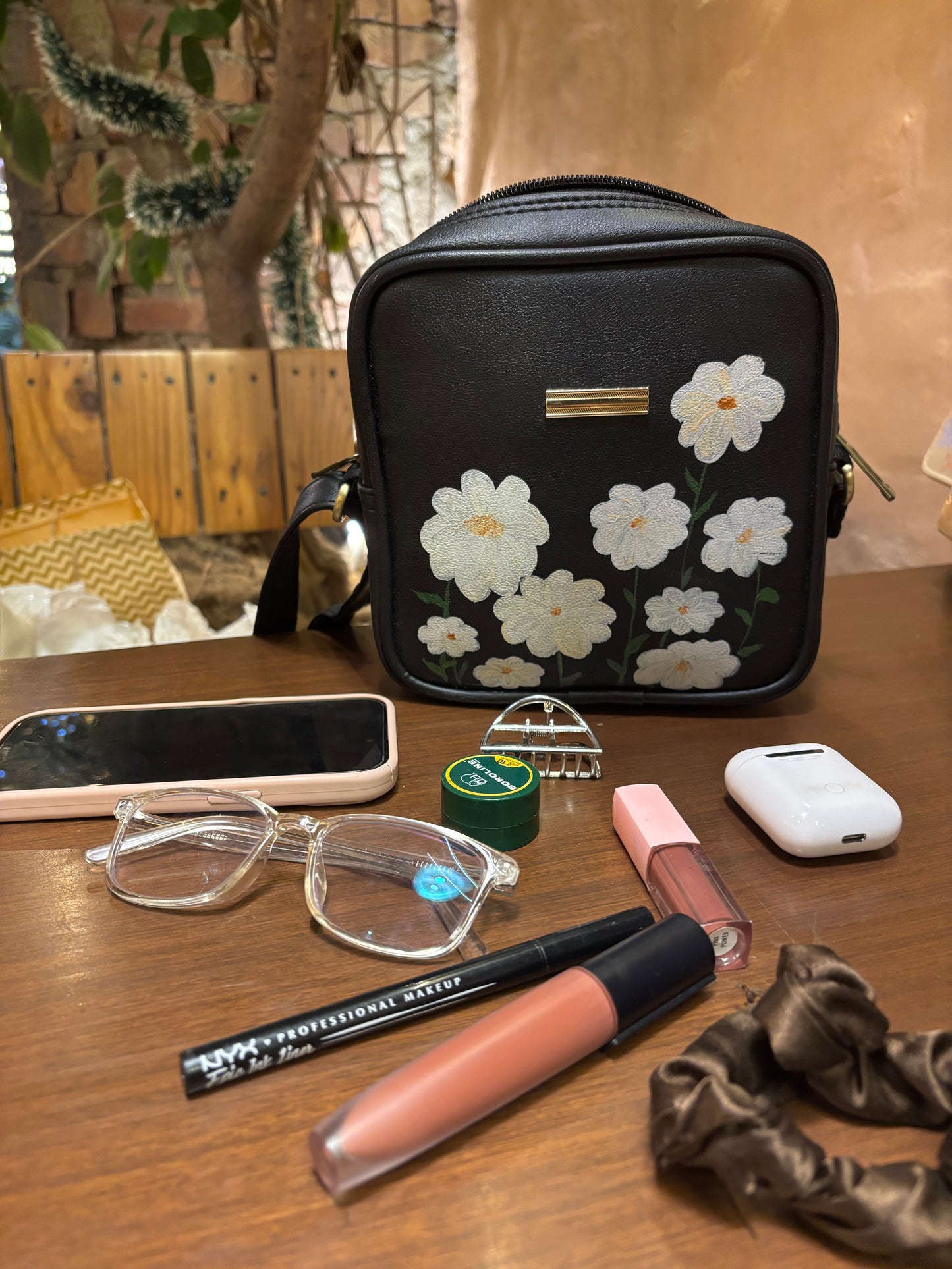 Gulbahar - Safeda | Hand painted Sling Bag