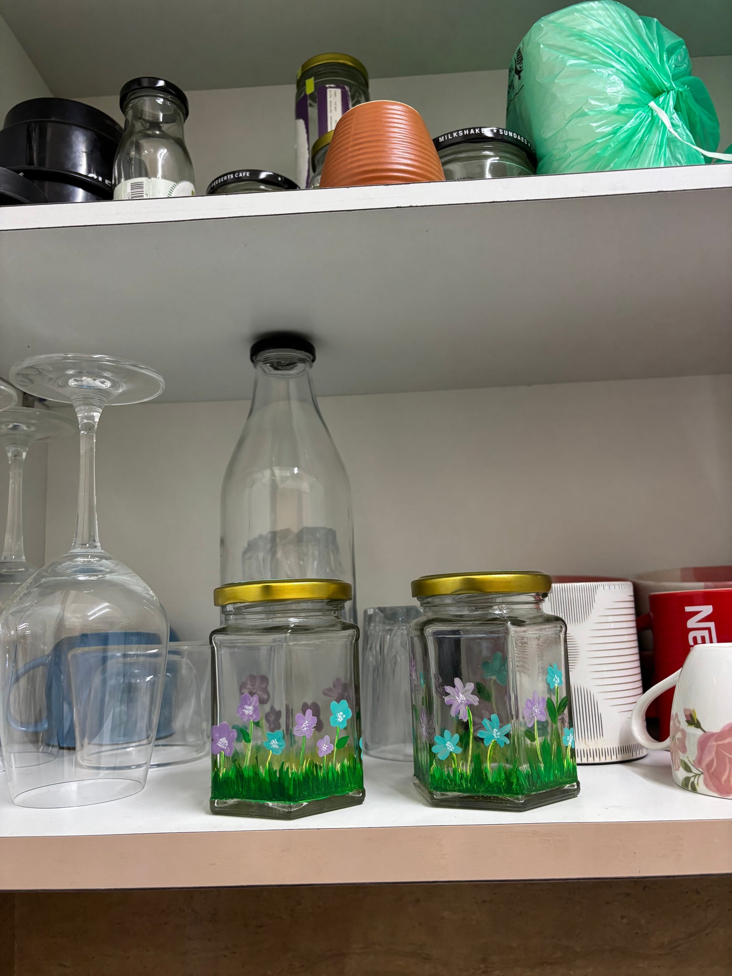 Wildflowers - Hand-Painted Glass Jar