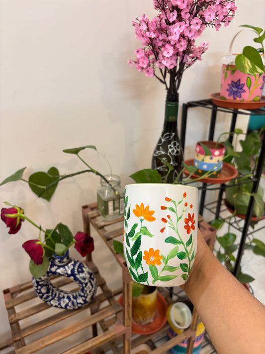 Marigold Mornings - Hand-Painted Floral Mug