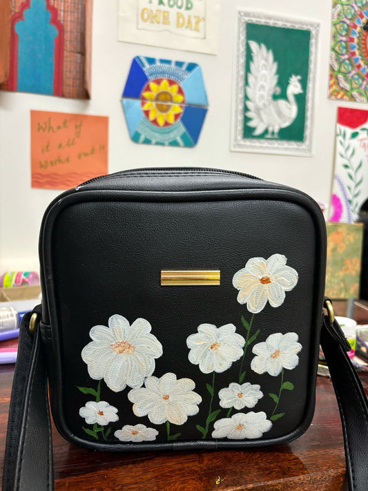 Gulbahar - Safeda | Hand painted Sling Bag