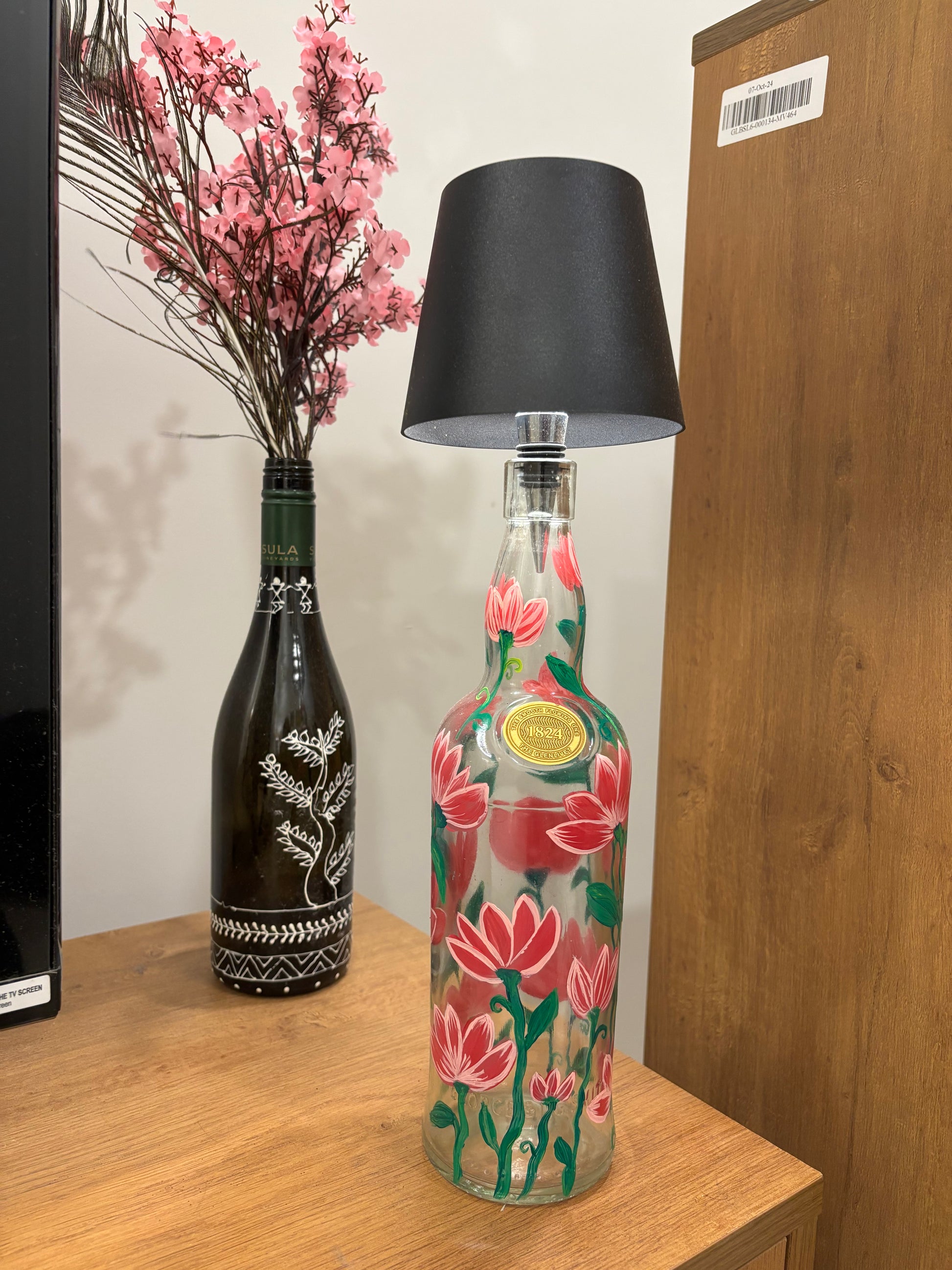 kalavrit bottle lamp hand painted floral