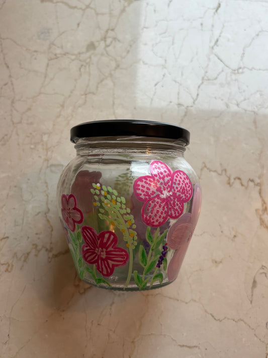Gul Jar - Hand-Painted Floral Glass Jar