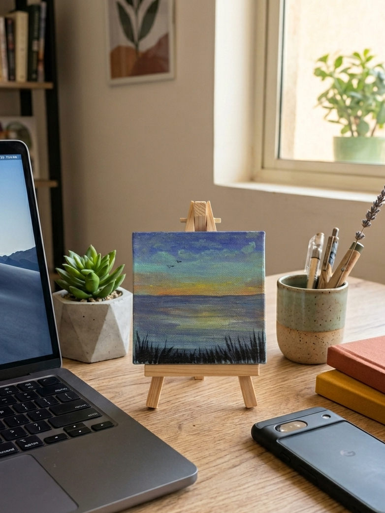 Ocean Pause Mini Canvas Easel