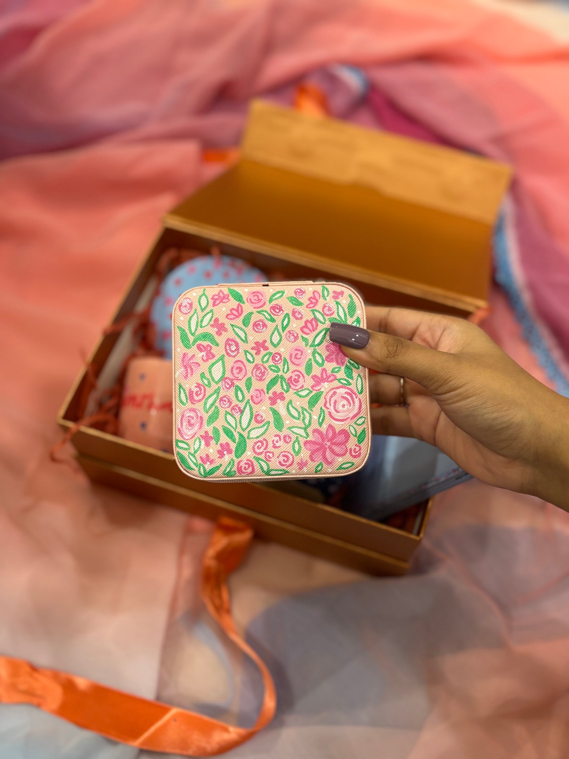 kalavrit personalised floral and heart gift box hamper hand painted jewellery box