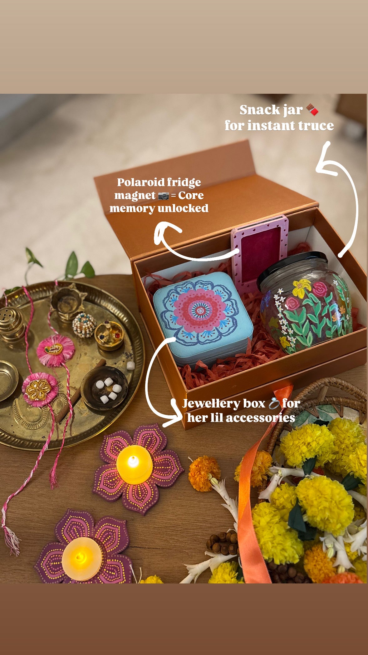 Kalavrit hand-painted personalised trinket box for Rakhi gift