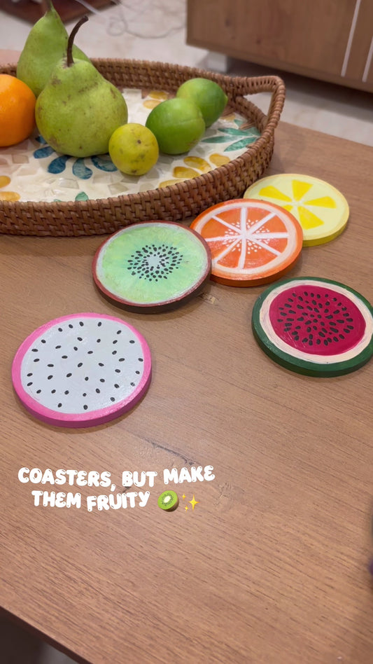 Slices Coaster Set - Hand-Painted Fruit Wooden Coasters