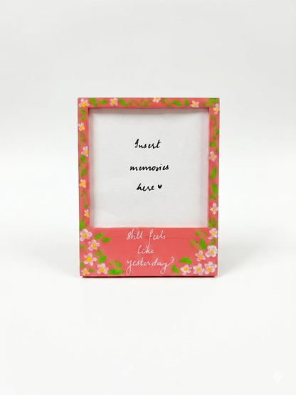 Pink Floral Polaroid Fridge Magnet | Personalised Photo Magnet