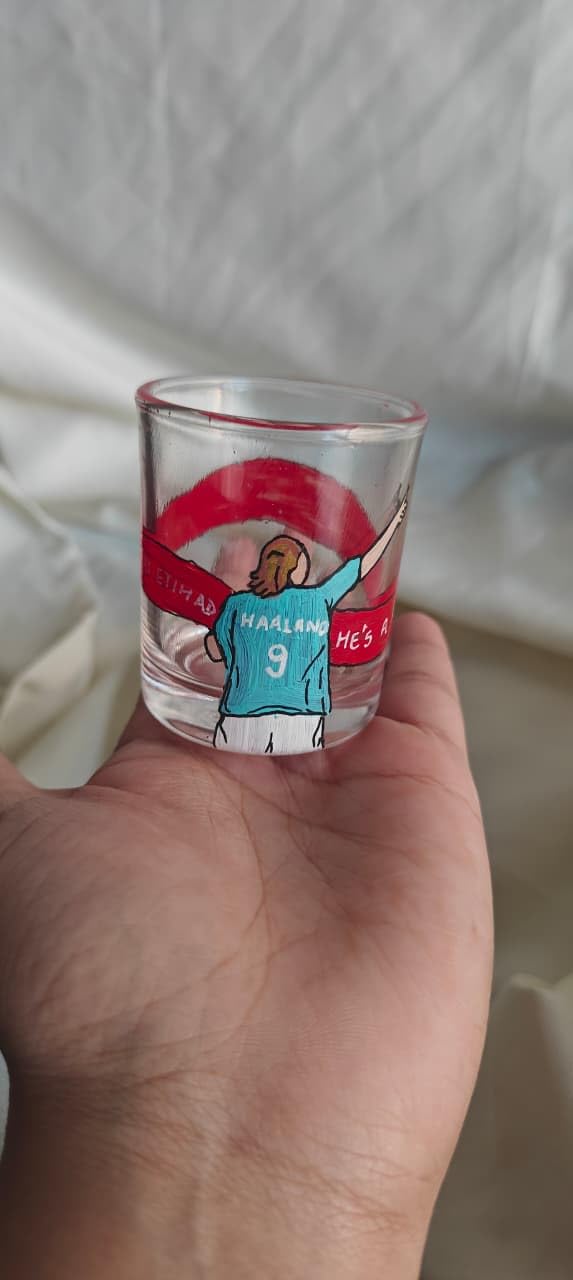 Halland Football Striker Player Shot Glass