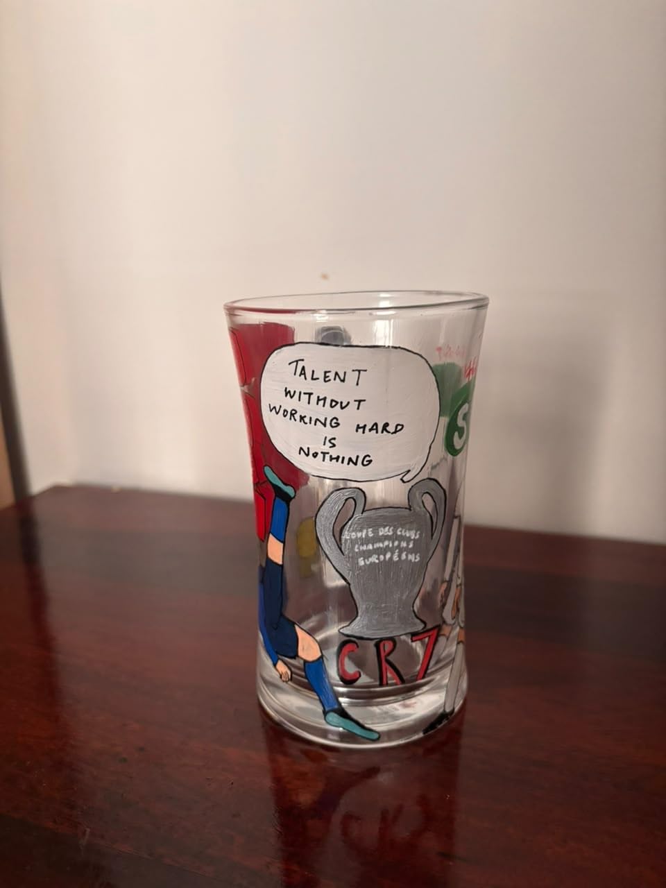 Hand-Painted CR7 Beer Glass for Football Fans