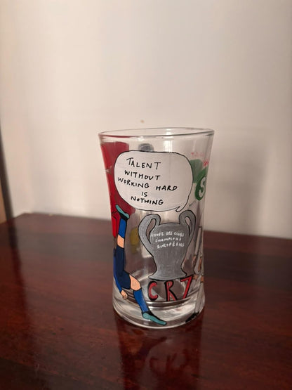 Hand-Painted CR7 Beer Glass for Football Fans