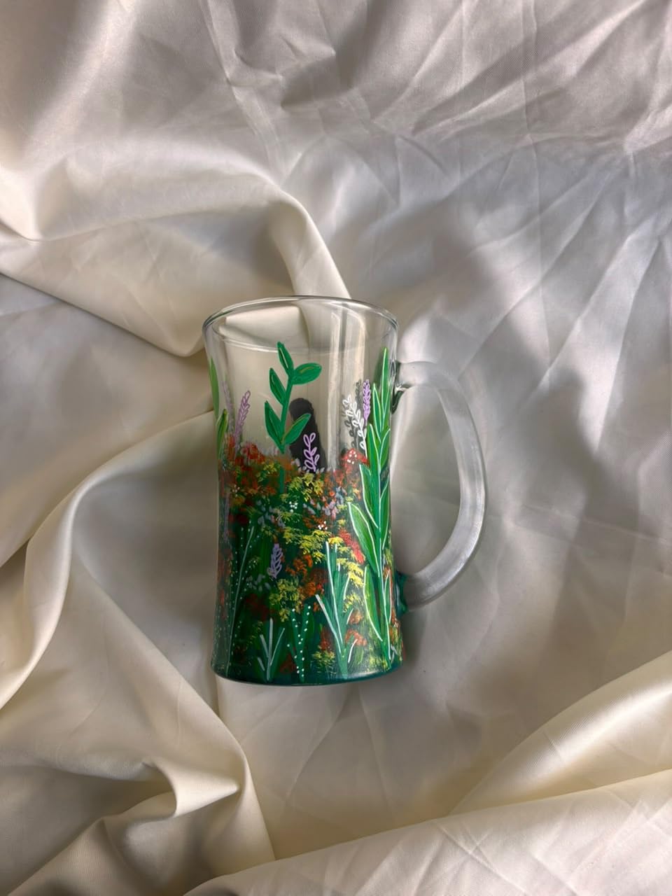 Hand-Painted Girl in the Garden Beer Mug