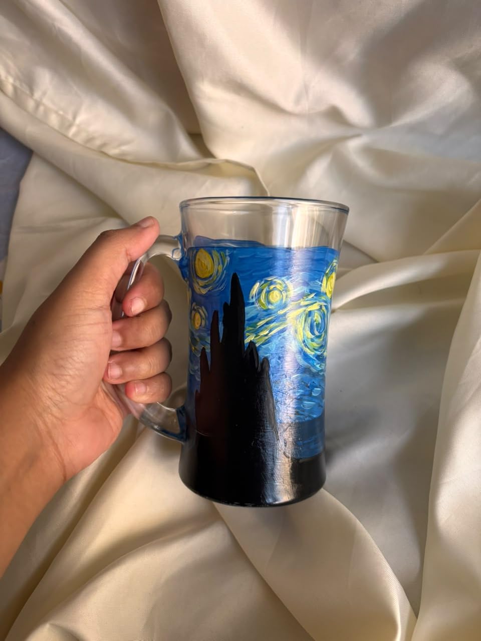 Starry Night Glass Beer Mug