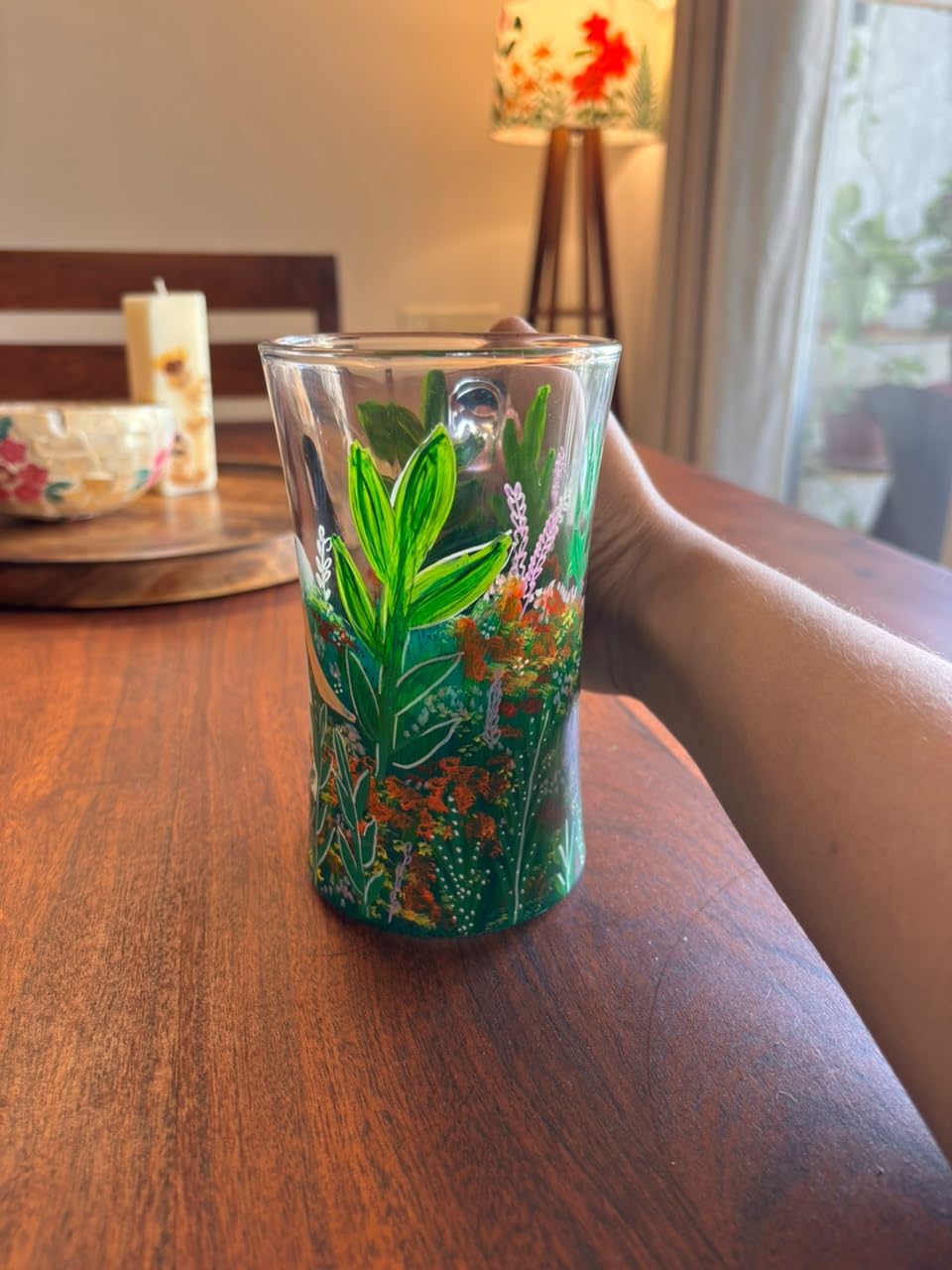 Hand-Painted Girl in the Garden Beer Mug