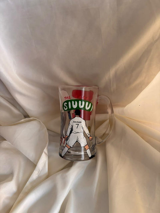 Hand-Painted CR7 Beer Glass for Football Fans