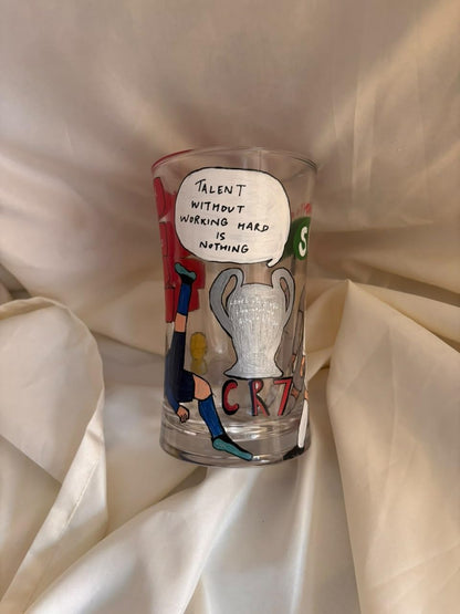 Hand-Painted CR7 Beer Glass for Football Fans