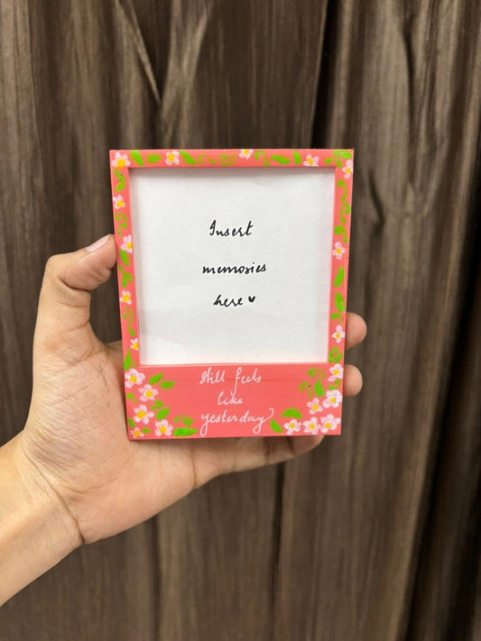 Pink Floral Polaroid Fridge Magnet | Personalised Photo Magnet