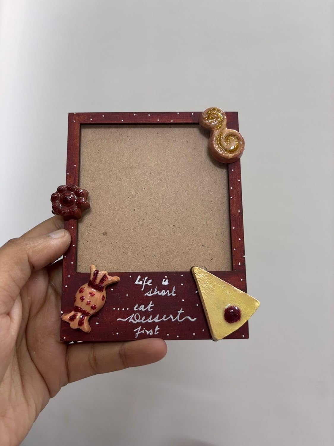'Dessert-first' polaroid fridge magnet