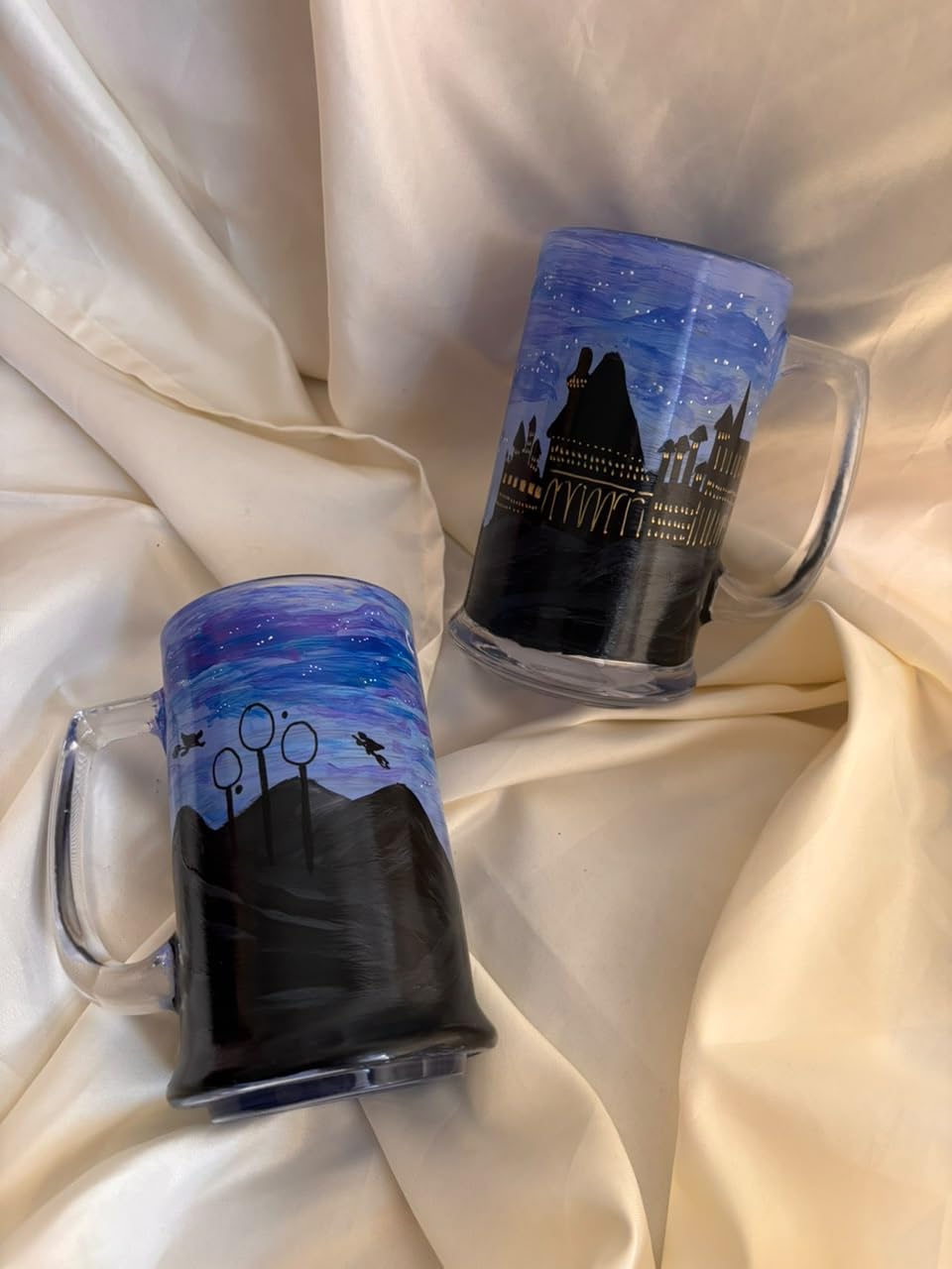 Hand-Painted HP Hogwarts-Quiddich Beer Glass