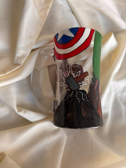 Hand-Painted Avengers Inspired Beer Mug