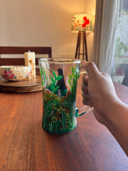 Hand-Painted Girl in the Garden Beer Mug