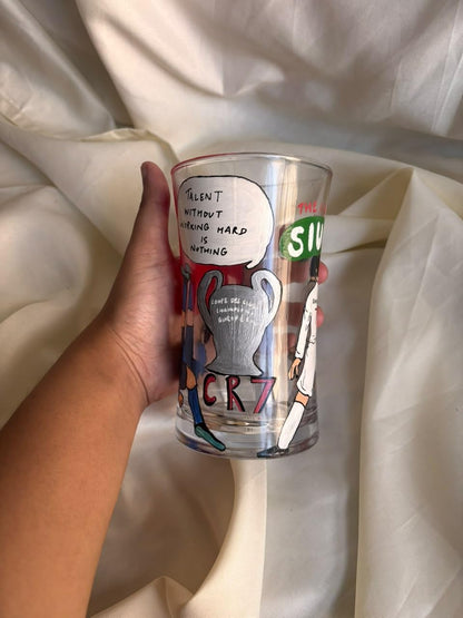 Hand-Painted CR7 Beer Glass for Football Fans