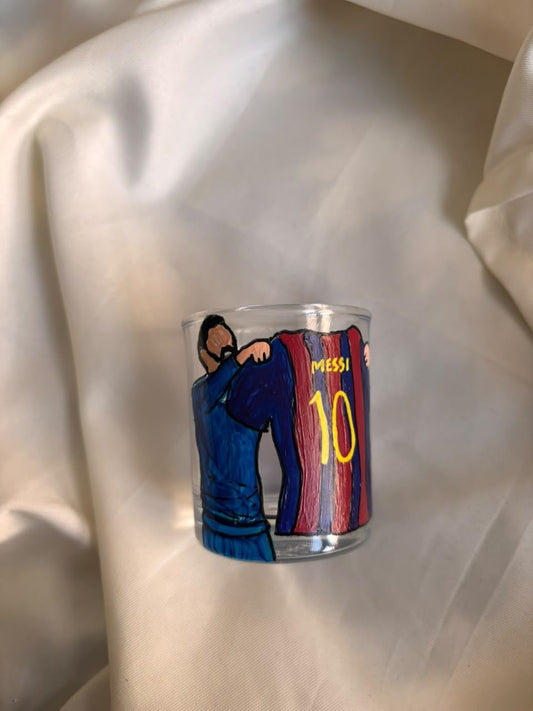 Football Shot Glass: Messi showing jersey