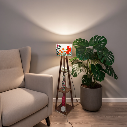 Hand-painted boho-chic floral lampshade