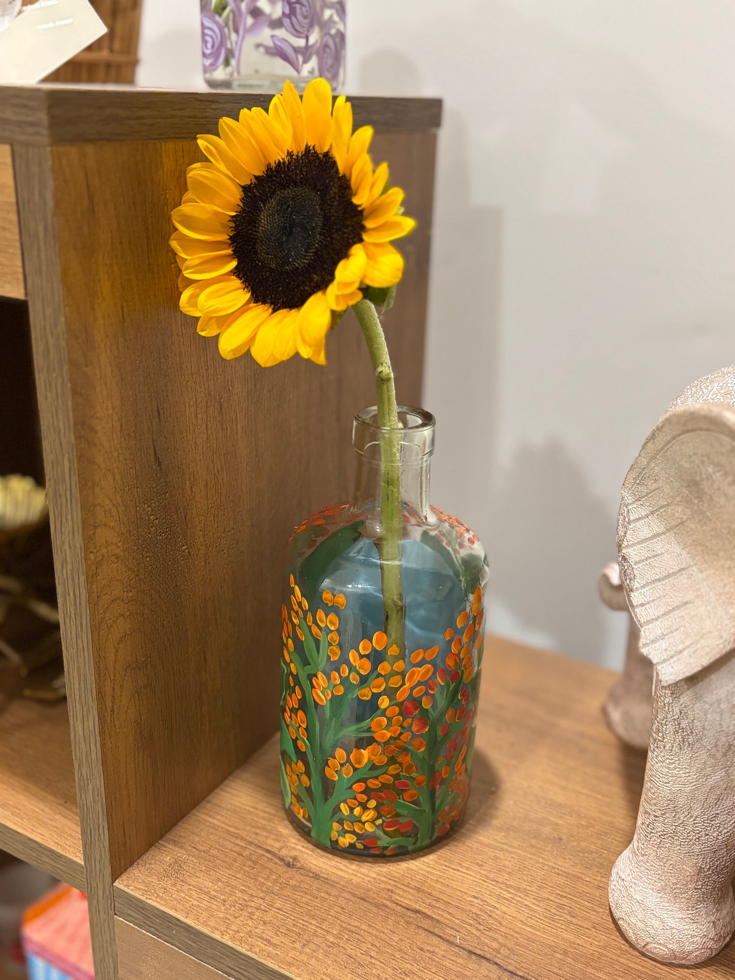 Lumira – Hand-Painted Bottle Lamp & Floral Vase
