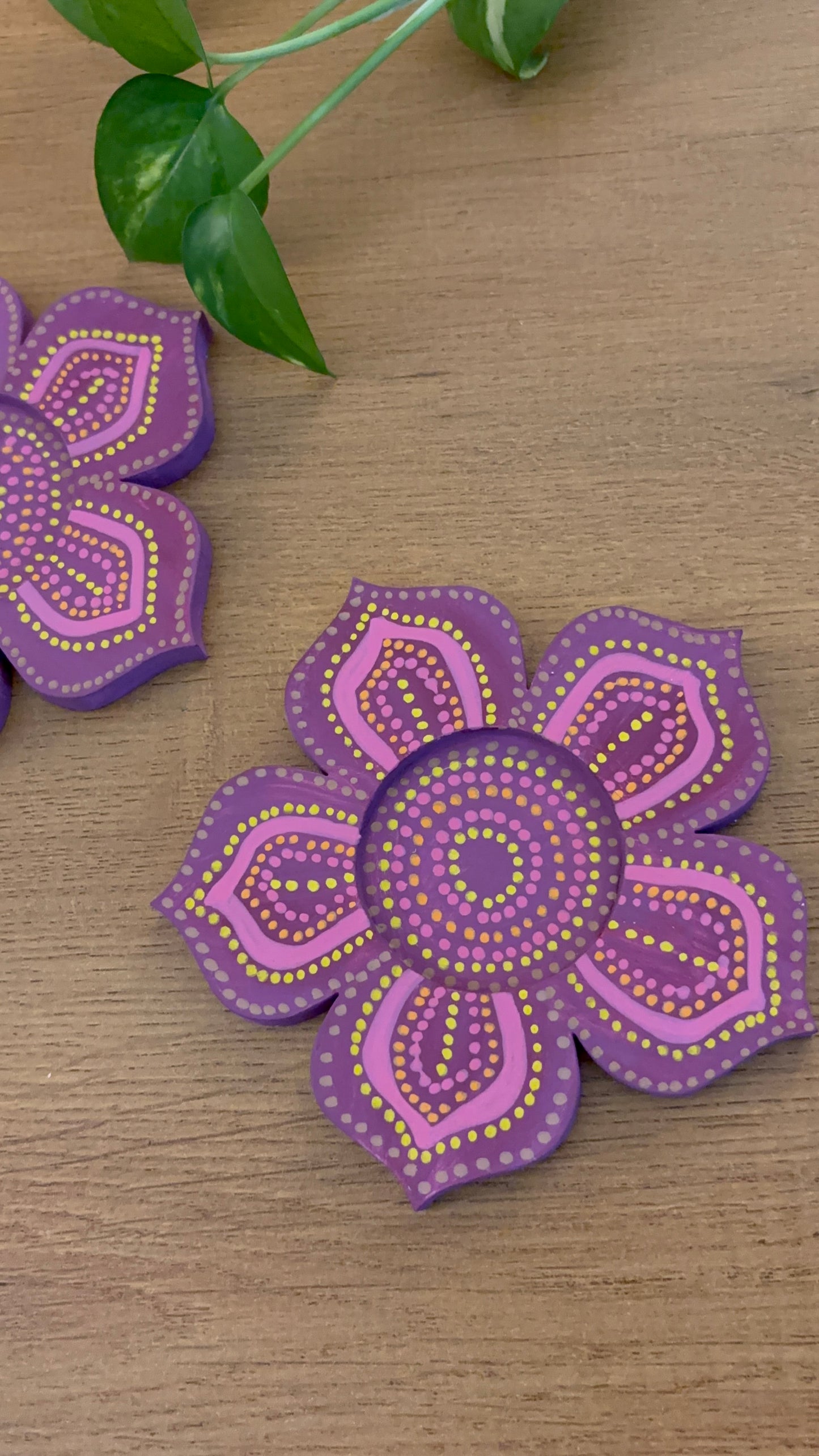 Kamal - Hand-Painted Wooden Tea Light Holder