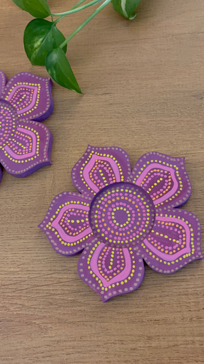 Kamal - Hand-Painted Wooden Tea Light Holder