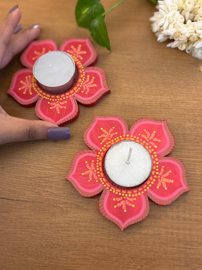 Gulabo - Hand-Painted Floral Tea Light Holder