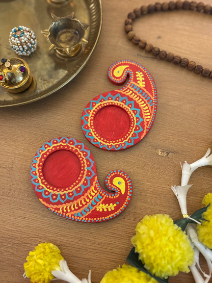 Tejas - Hand-Painted Paisley Tea Light Holder