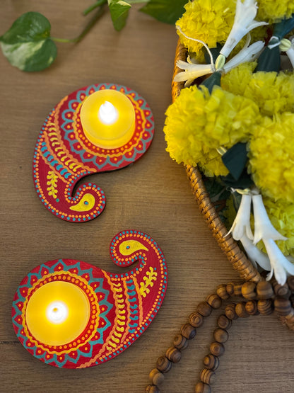 Tejas - Hand-Painted Paisley Tea Light Holder